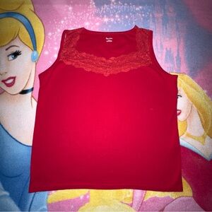 y2k 90s red style lace trim cami